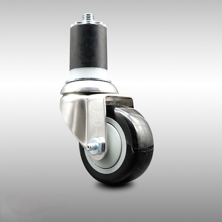 Service Caster 3.5 Inch 316SS Black Polyurethane Wheel Swivel 1-7/8 Inch Expanding Stem Caster SCC-SS316EX20S3514-PPUB-BLK-178